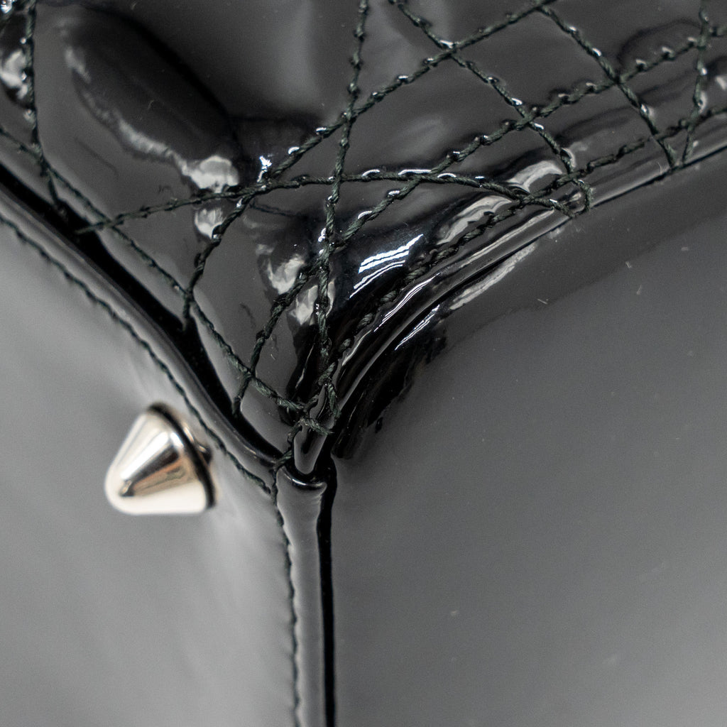 DIOR MEDIUM LADY DIOR PATENT LEATHER BLACK SHW