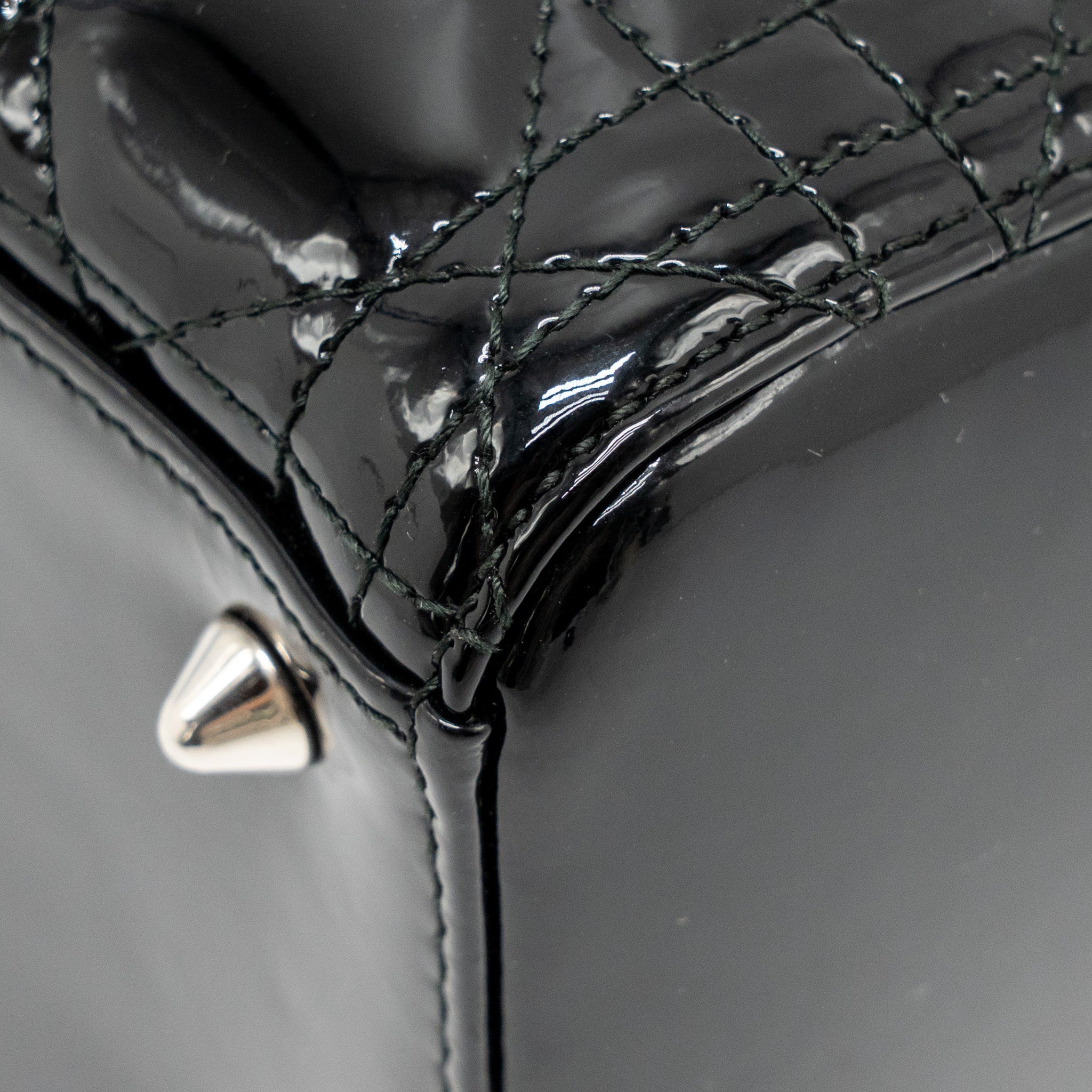 DIOR MEDIUM LADY DIOR PATENT LEATHER BLACK SHW