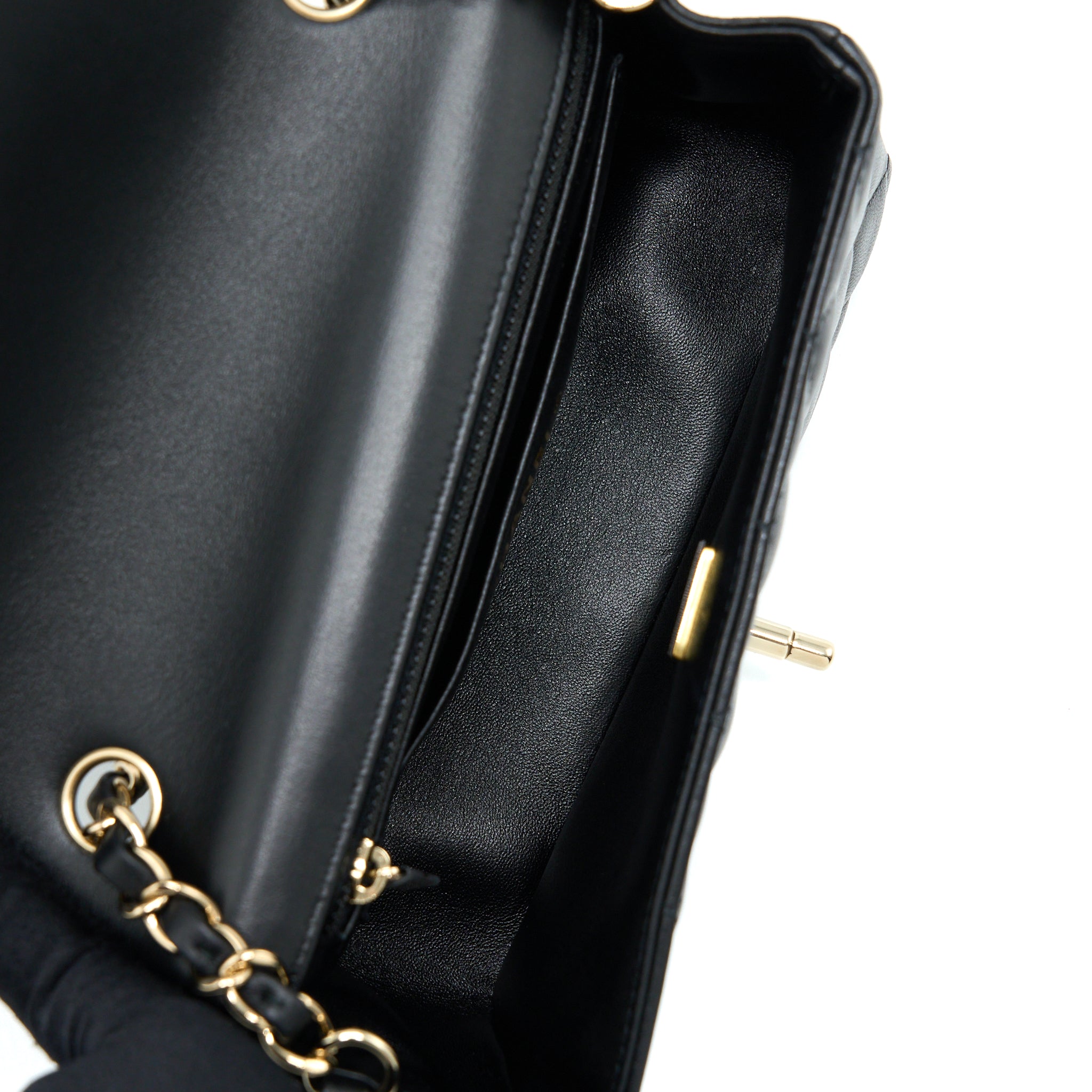 CHANEL MINI RECTANGULAR FLAP BAG LAMBSKIN BLACK LGHW (MICROCHIP)