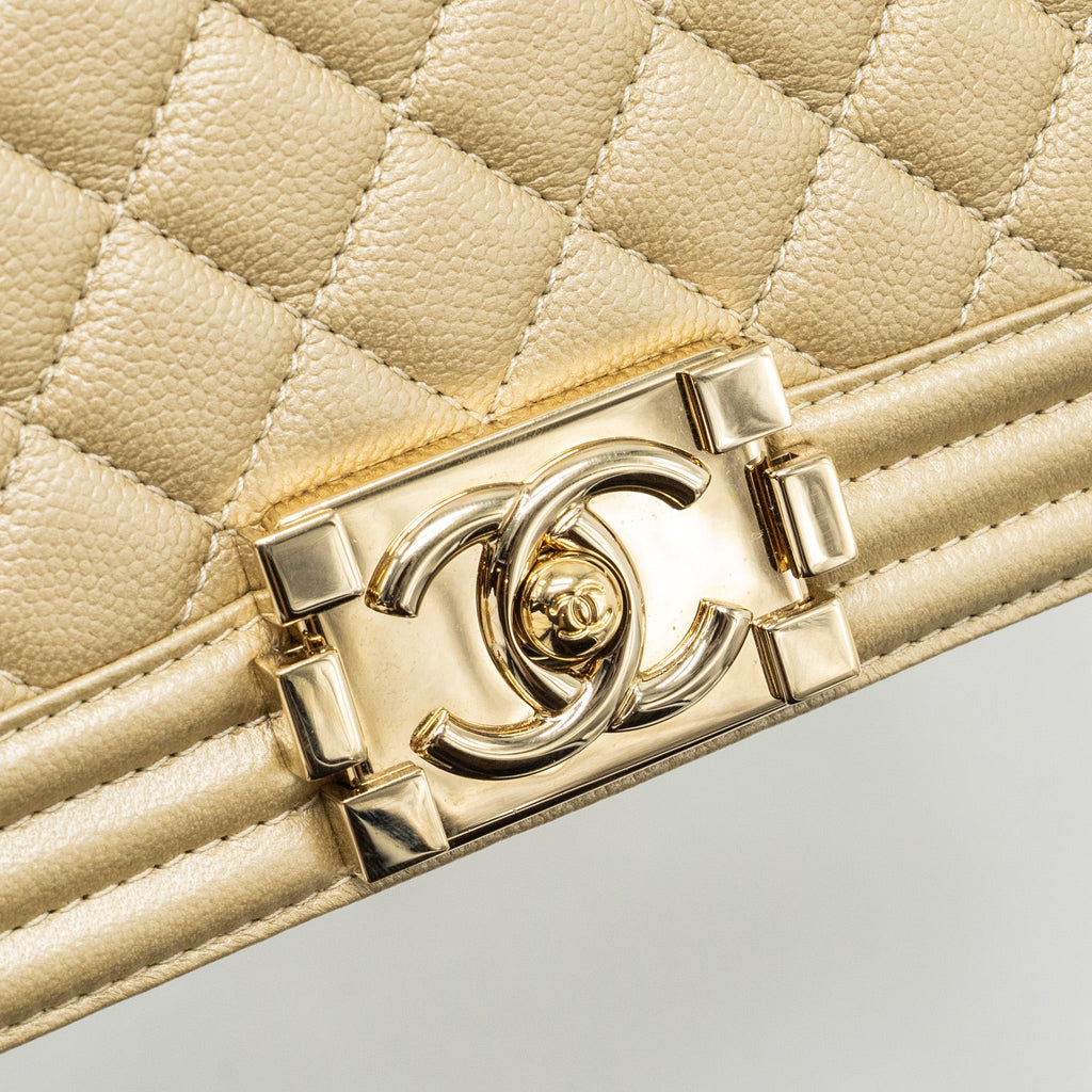 CHANEL MEDIUM BOY BAG CAVIAR GOLD LGHW