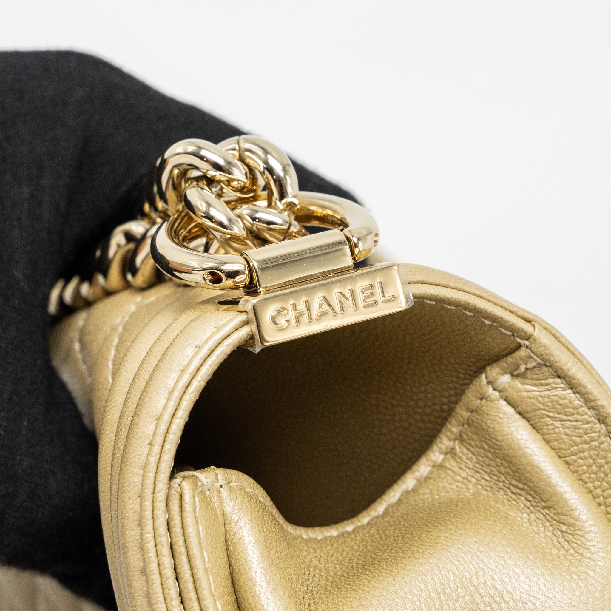 CHANEL MEDIUM BOY BAG CAVIAR GOLD LGHW