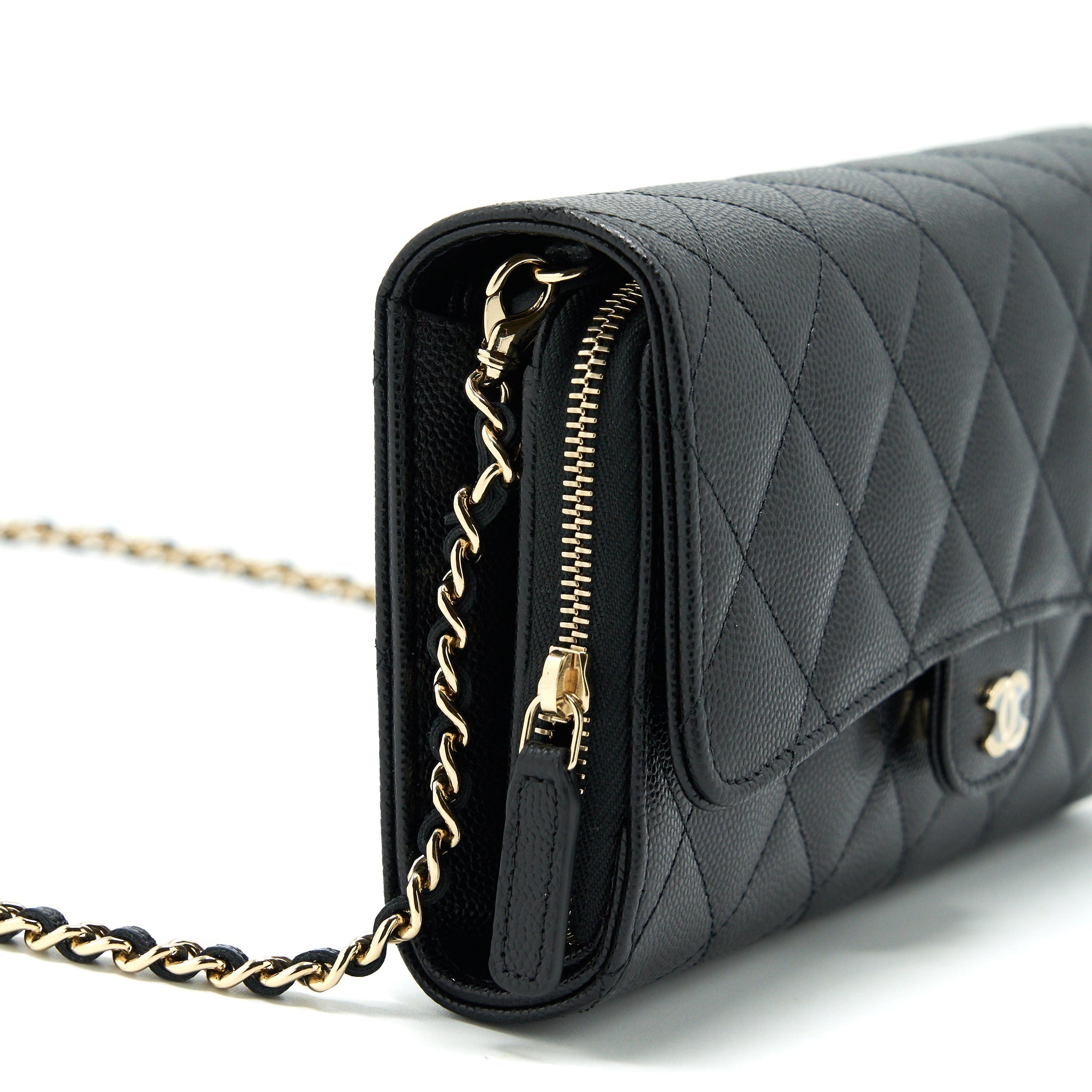 CHANEL 22C 3 IN 1 WALLET ON CHAIN CAVIAR BLACK LGHW
