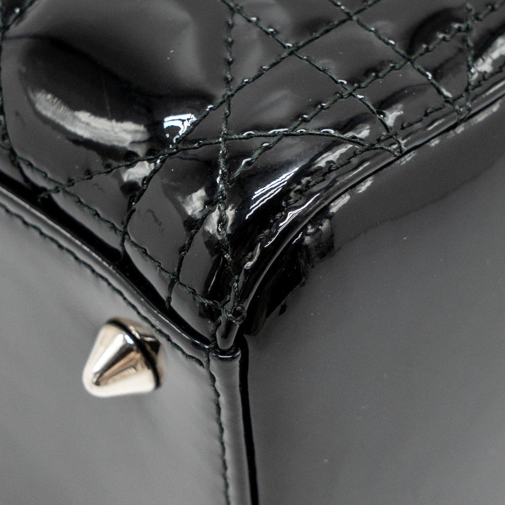 DIOR MEDIUM LADY DIOR PATENT LEATHER BLACK SHW