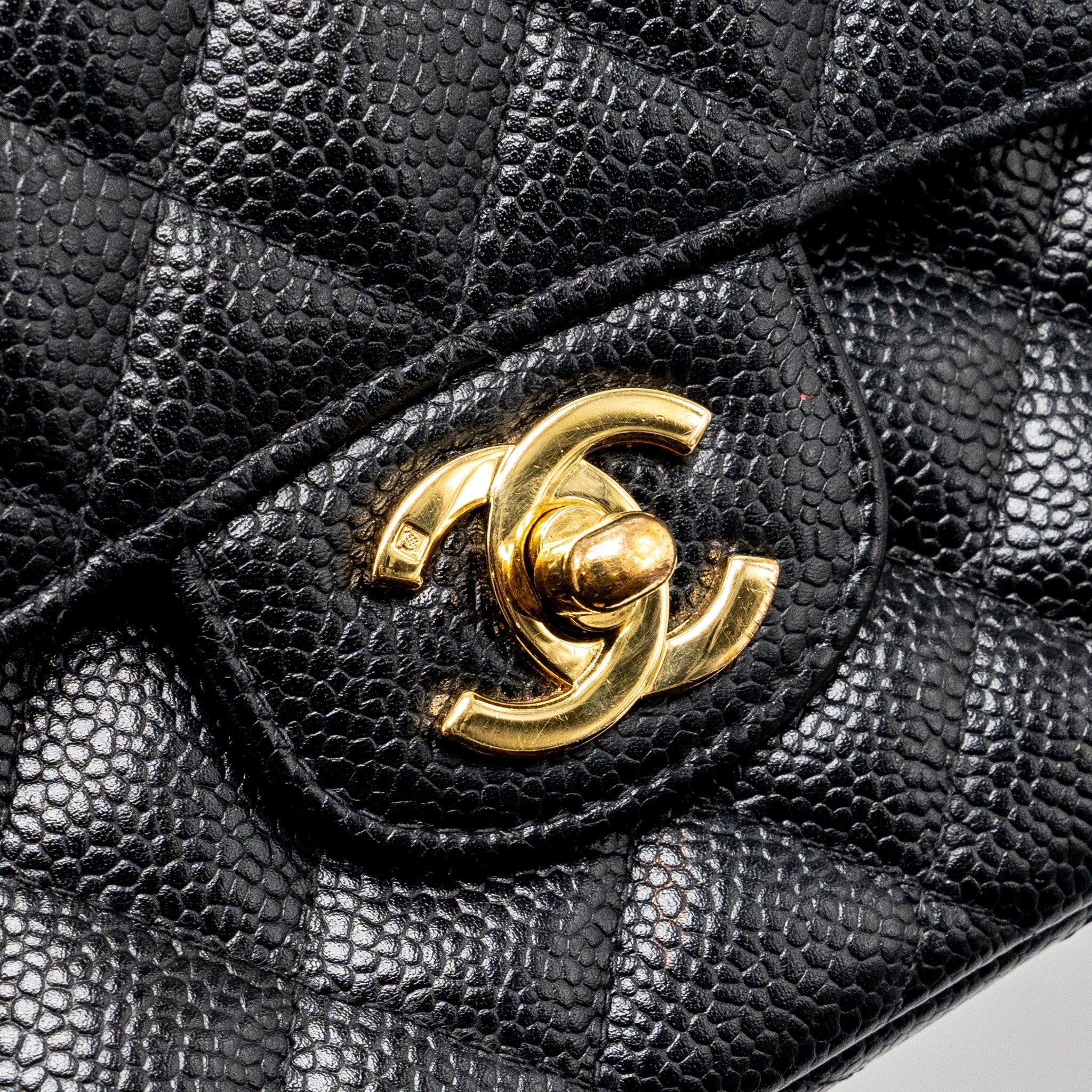 CHANEL VINTAGE SMALL CLASSIC DOUBLE FLAP BAG CAVIAR BLACK GHW