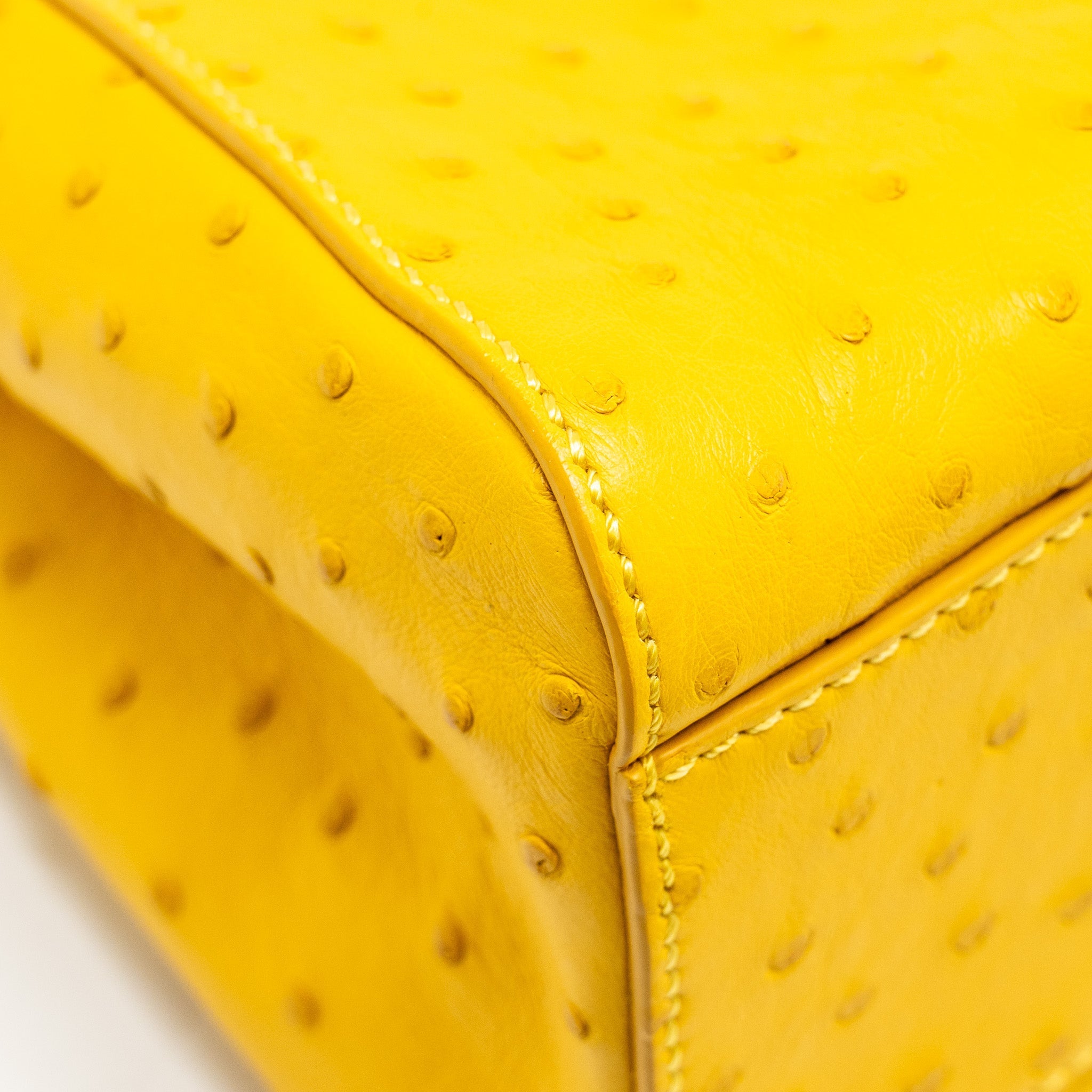 FENDI MINI PEEKABOO OSTRICH/CRYSTAL YELLOW/WHITE GHW
