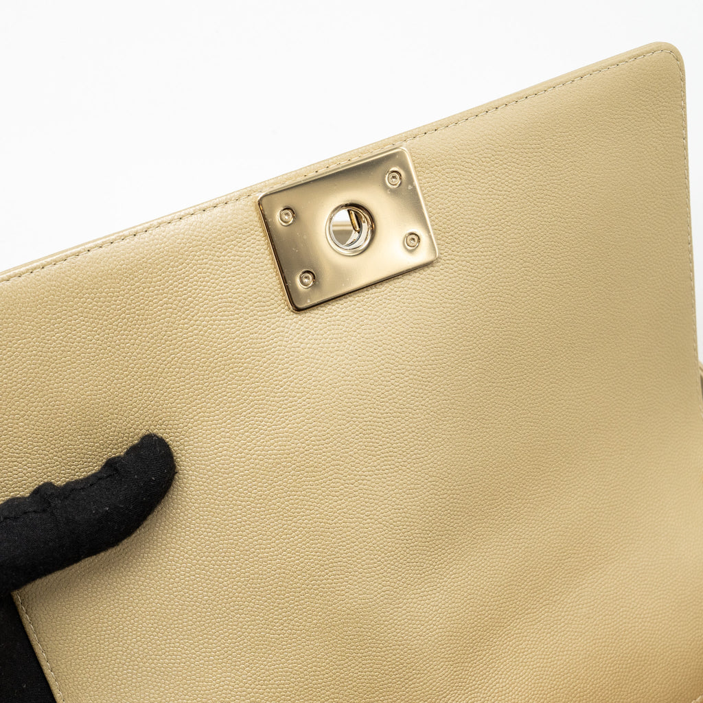 CHANEL MEDIUM BOY BAG CAVIAR GOLD LGHW
