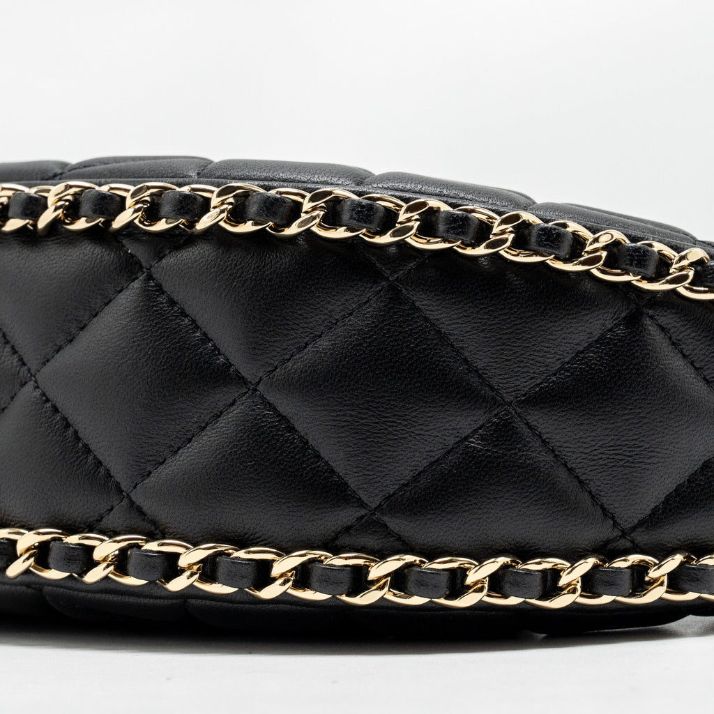 CHANEL SMALL MOON HOBO BAG LAMBSKIN BLACK LGHW (MICROCHIP)