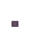 SAINT LAURENT QUILTED MONOGRAM BI-FOLD WALLET DARK PURPLE SHW