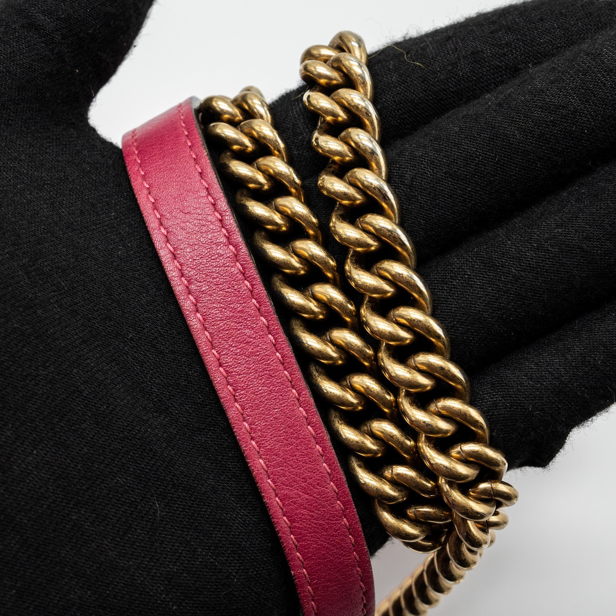 GUCCI SMALL GG MARMONT SHOULDER BAG VELVET PINK GHW