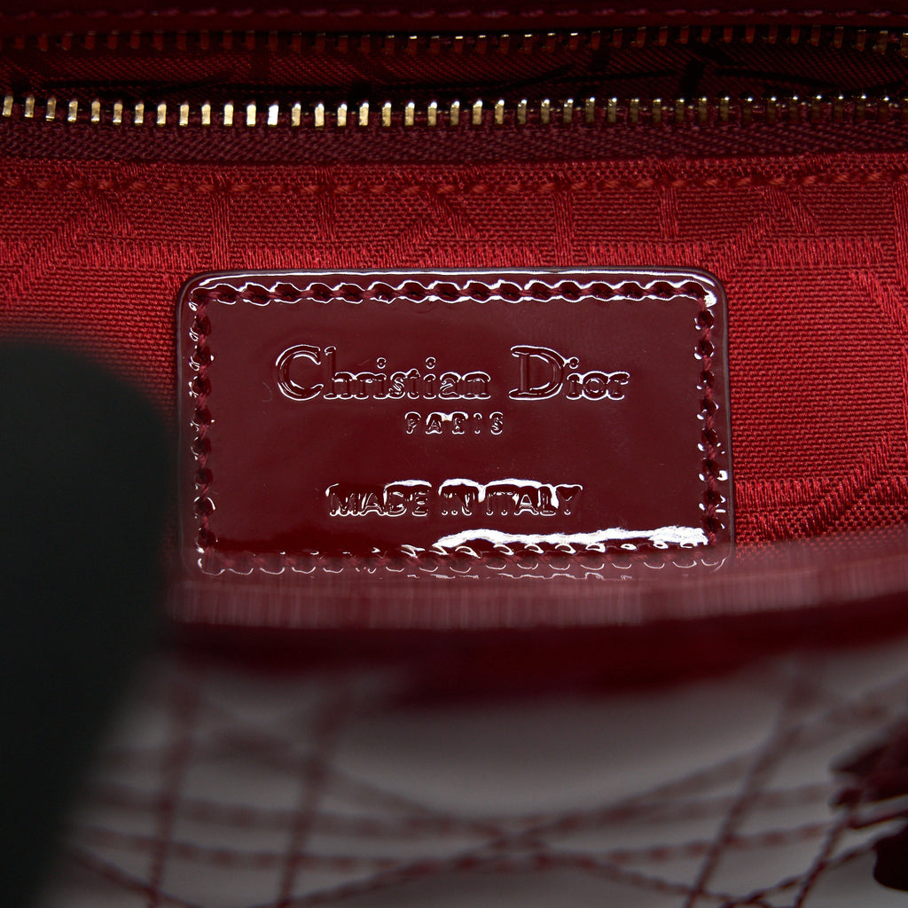 DIOR MINI LADY DIOR PATENT LEATHER RED WITH LGHW
