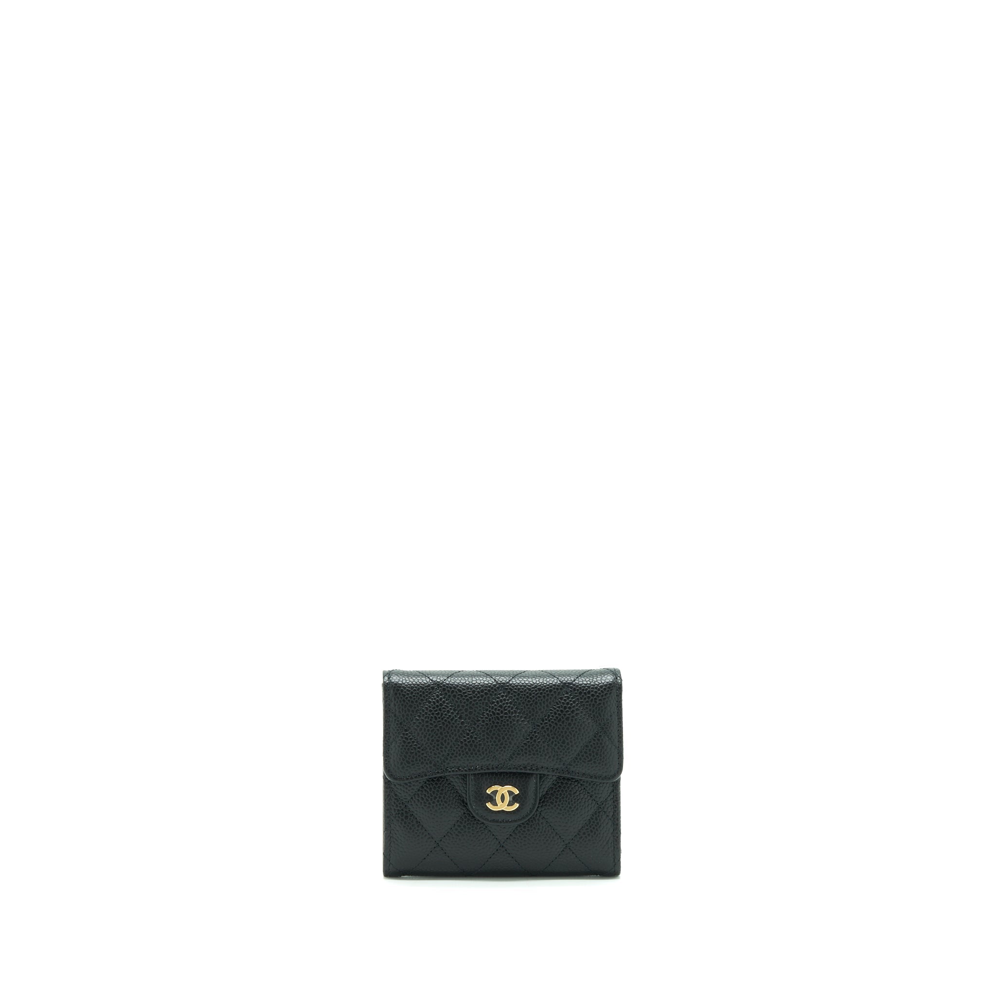 CHANEL CLASSIC SMALL FLAP WALLET CAVIAR BLACK GHW