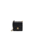 CHANEL VERTICAL PEARL FLAP BAG GOATSKIN BLACK BRUSHED GHW