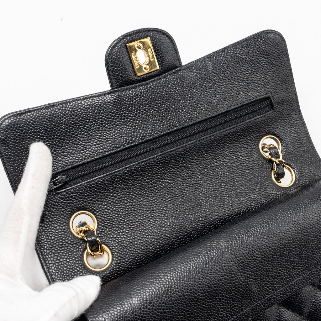 CHANEL VINTAGE SMALL CLASSIC DOUBLE FLAP BAG CAVIAR BLACK GHW