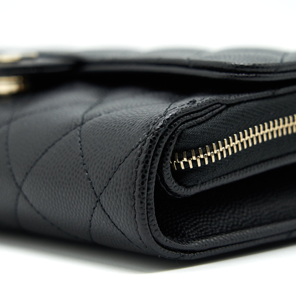 CHANEL 22C 3 IN 1 WALLET ON CHAIN CAVIAR BLACK LGHW