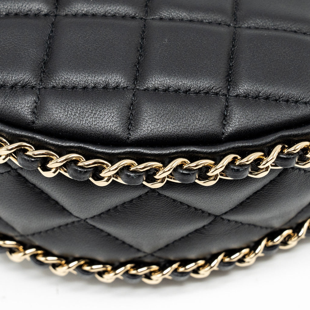 CHANEL SMALL MOON HOBO BAG LAMBSKIN BLACK LGHW (MICROCHIP)