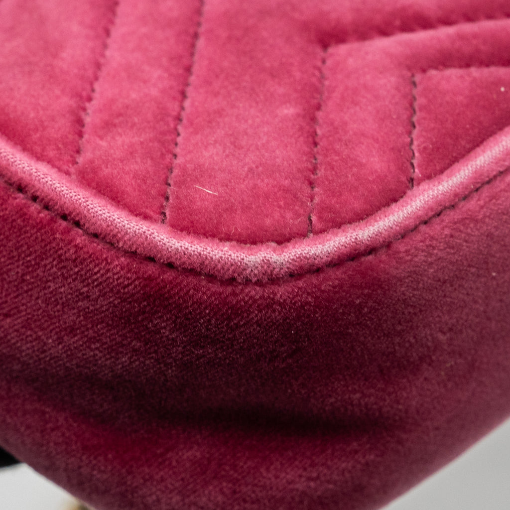 GUCCI SMALL GG MARMONT SHOULDER BAG VELVET PINK GHW