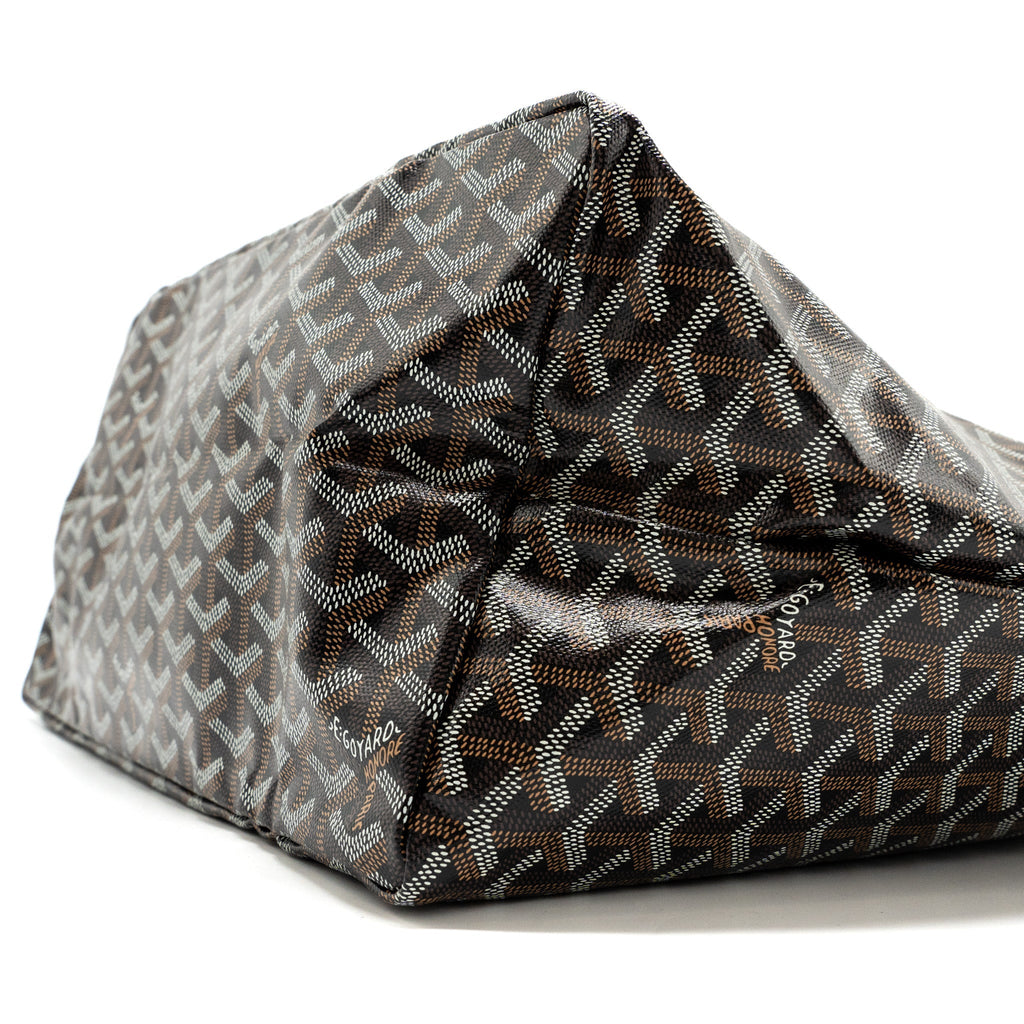 GOYARD SAINT LOUIS GM TOTE BAG CANVAS/ LEATHER BLACK/ TAN SHW