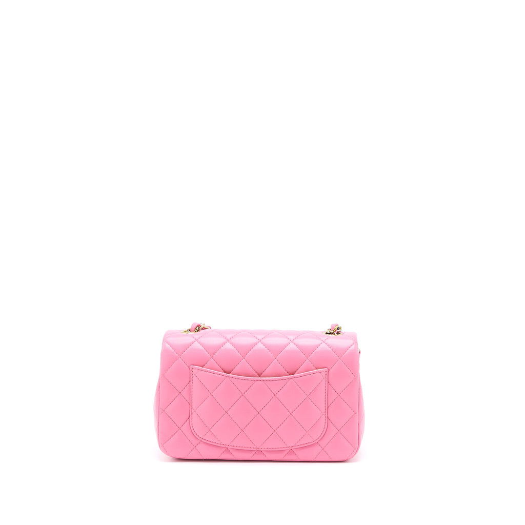 CHANEL 21P MINI RECTANGULAR FLAG BAG LAMBSKIN PINK WITH MULTI HARDWARE