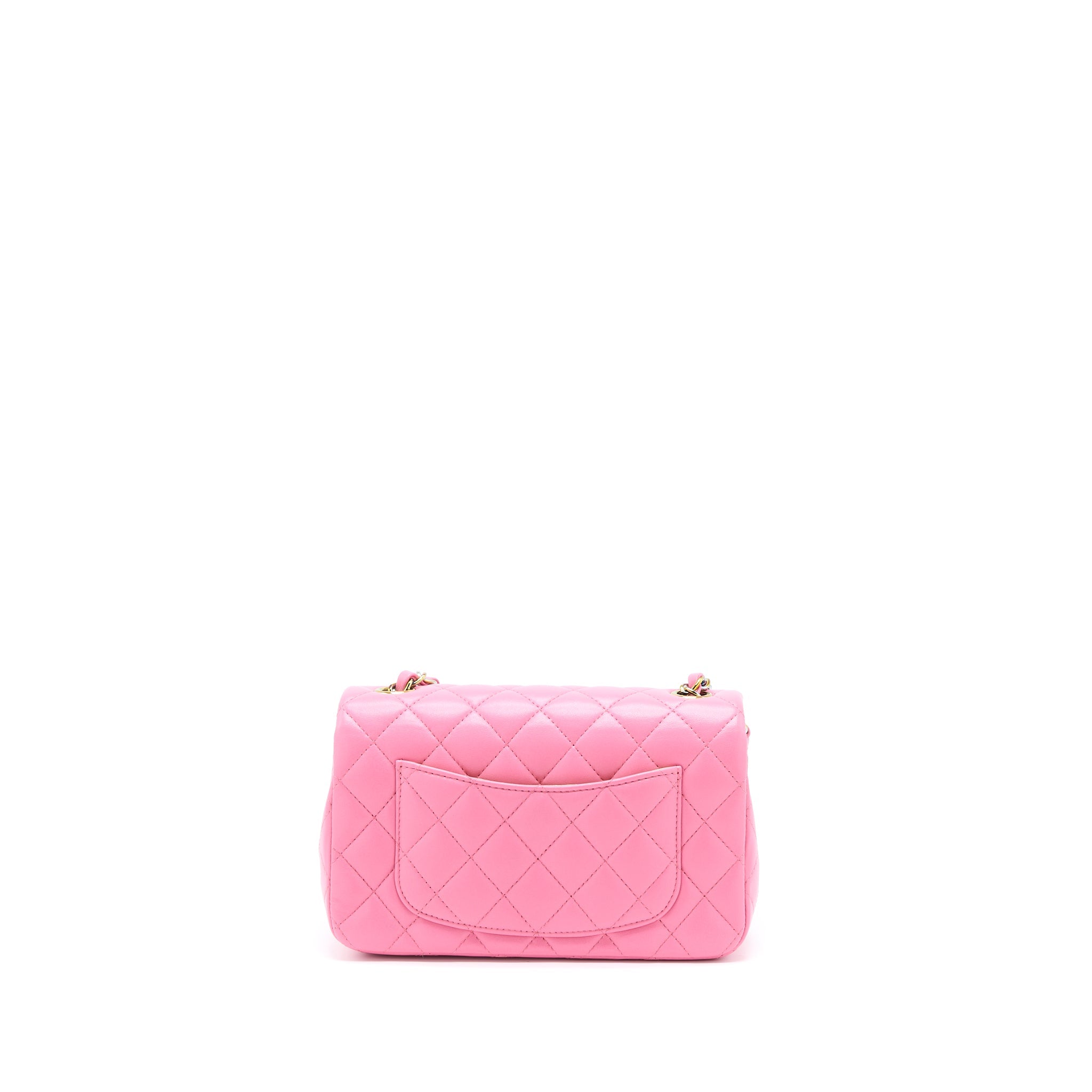 CHANEL 21P MINI RECTANGULAR FLAG BAG LAMBSKIN PINK WITH MULTI HARDWARE