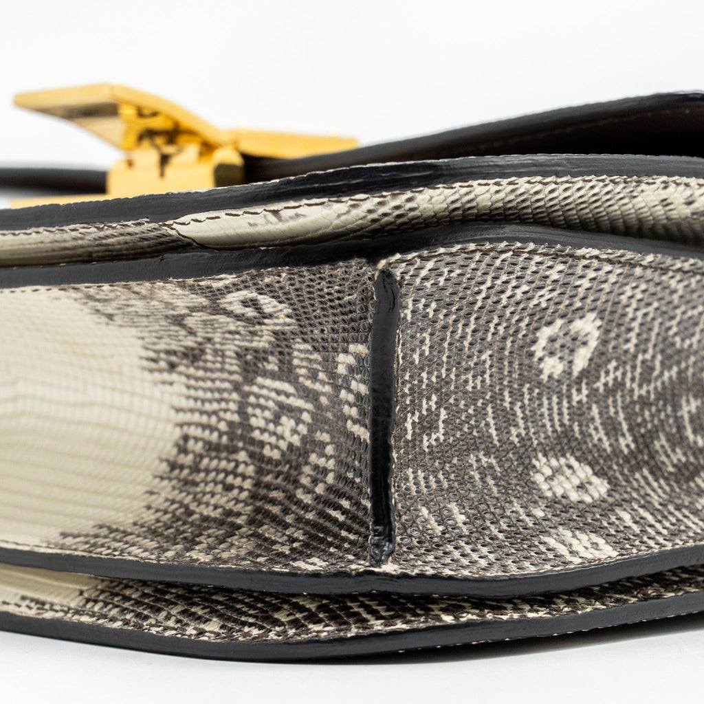 CELINE MEDIUM BOX LIZARD NATURAL GHW