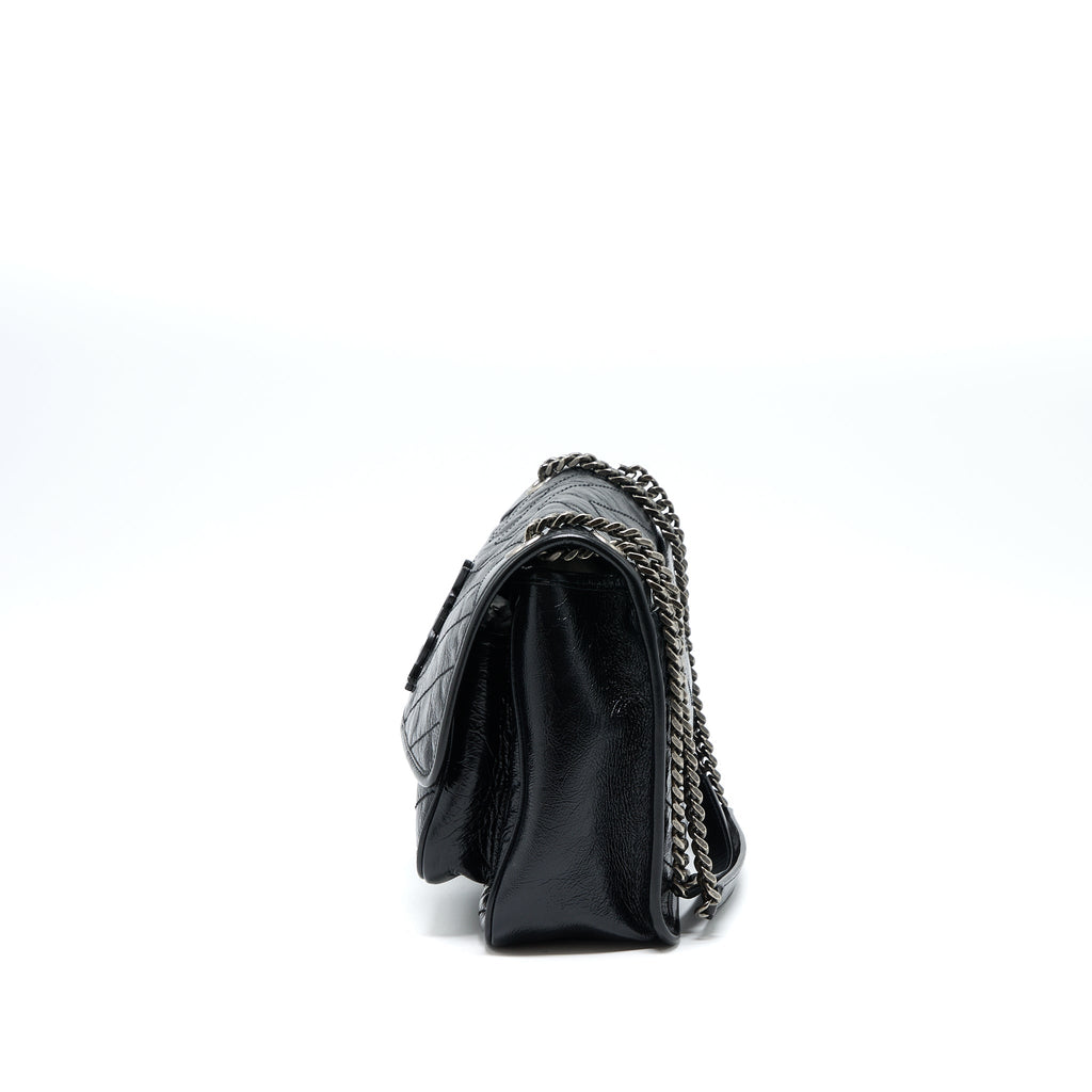 SAINT LAURENT MEDIUM NIKI CHAIN BAG AGED CALFSKIN BLACK RUTHENIUM HARDWARE