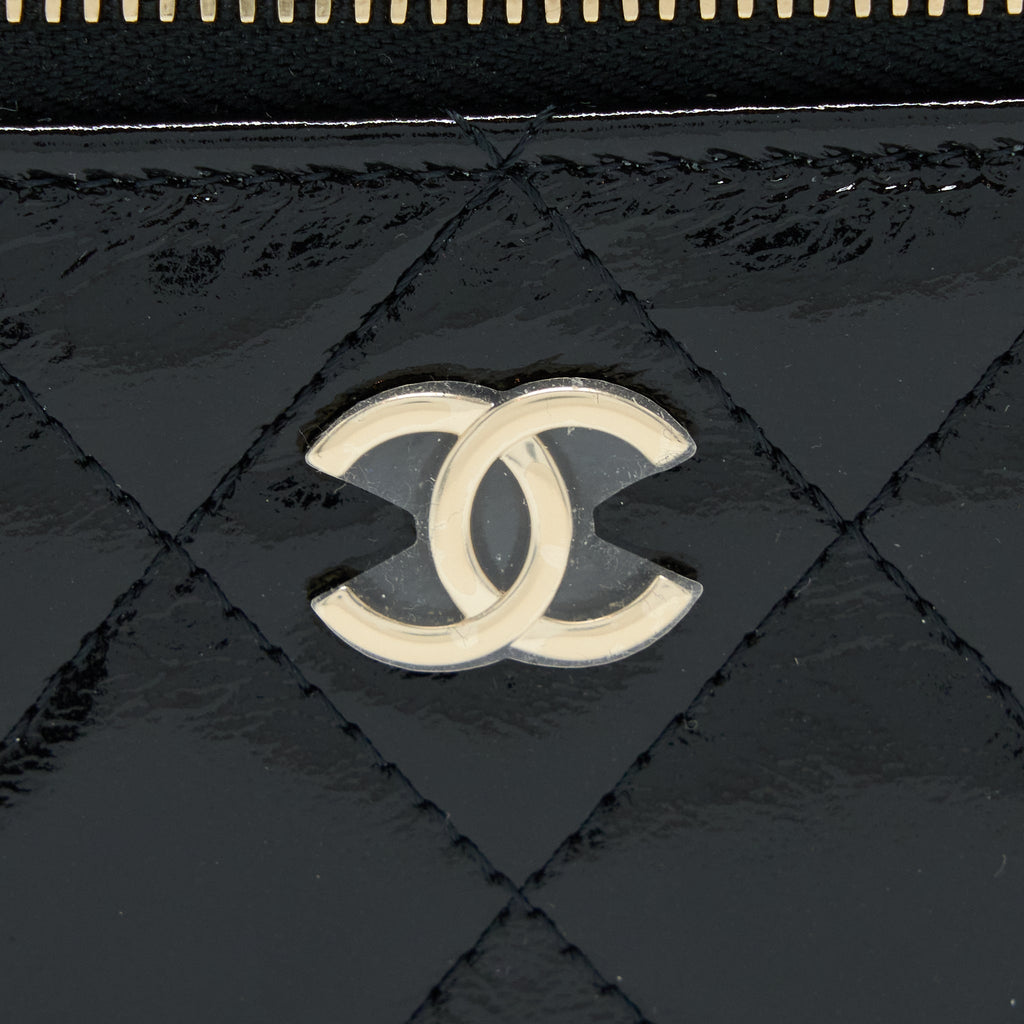 CHANEL VANITY CASE GLAZED LAMBSKIN BLACK LGHW