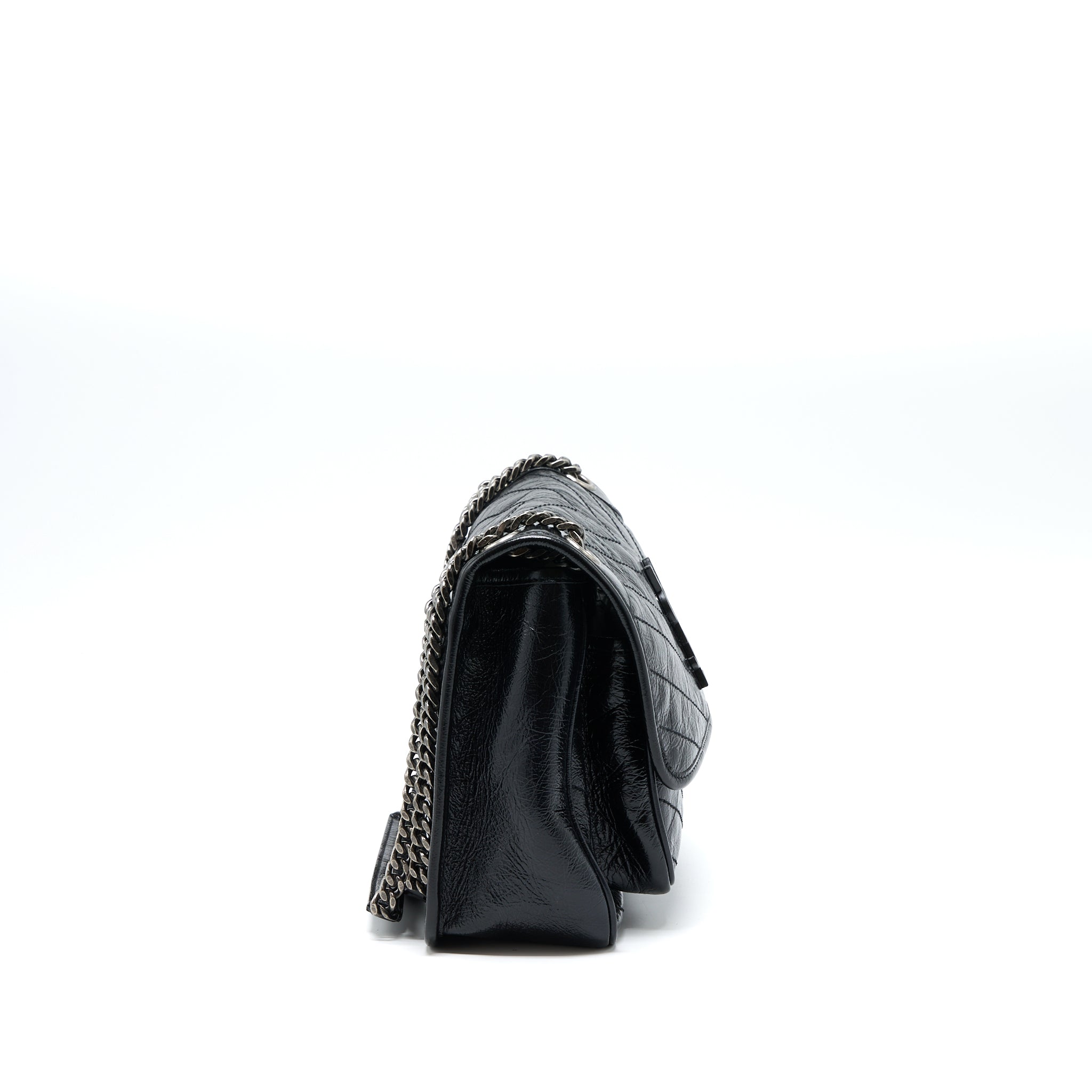 SAINT LAURENT MEDIUM NIKI CHAIN BAG AGED CALFSKIN BLACK RUTHENIUM HARDWARE