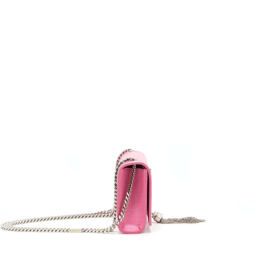 SAINT LAURENT / YSL MINI KATE TASSEL EMBOSSED CALFSKIN PINK SHW
