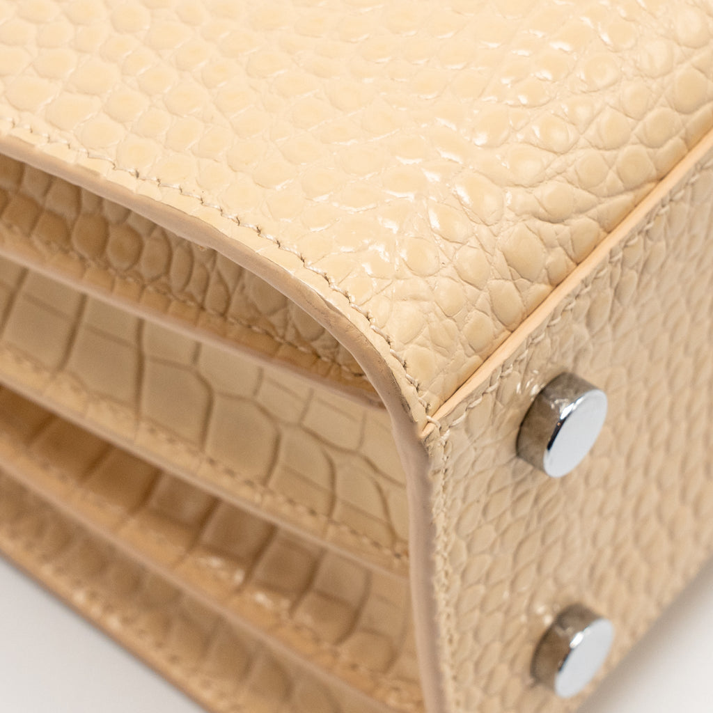SAINT LAURENT SAC DE JOUR TOTE CROC EMBOSSED CALFSKIN BEIGE SHW