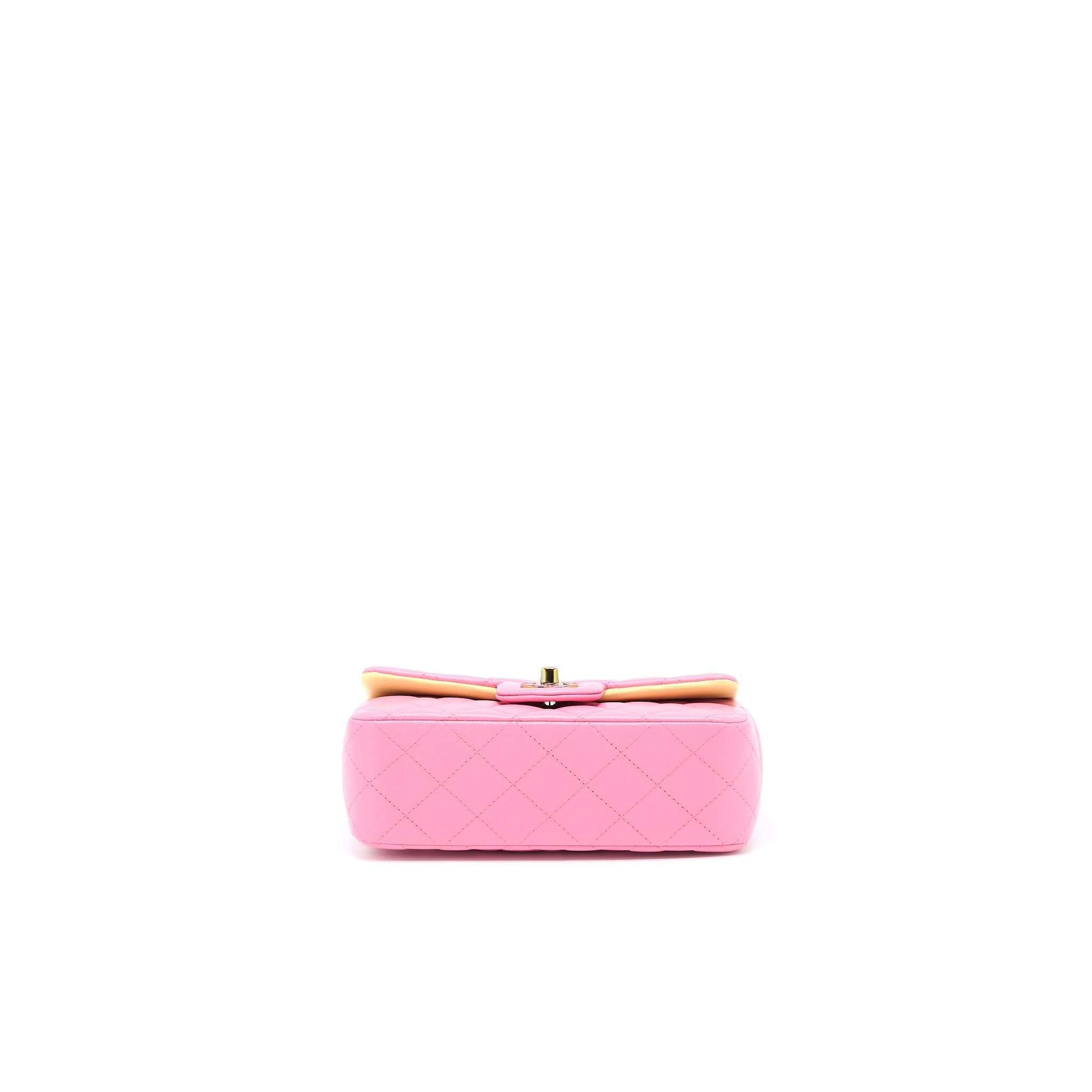 CHANEL 21P MINI RECTANGULAR FLAG BAG LAMBSKIN PINK WITH MULTI HARDWARE