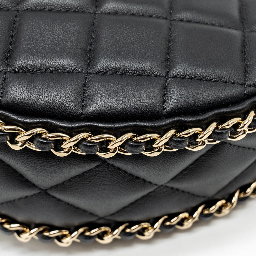 CHANEL SMALL MOON HOBO BAG LAMBSKIN BLACK LGHW (MICROCHIP)