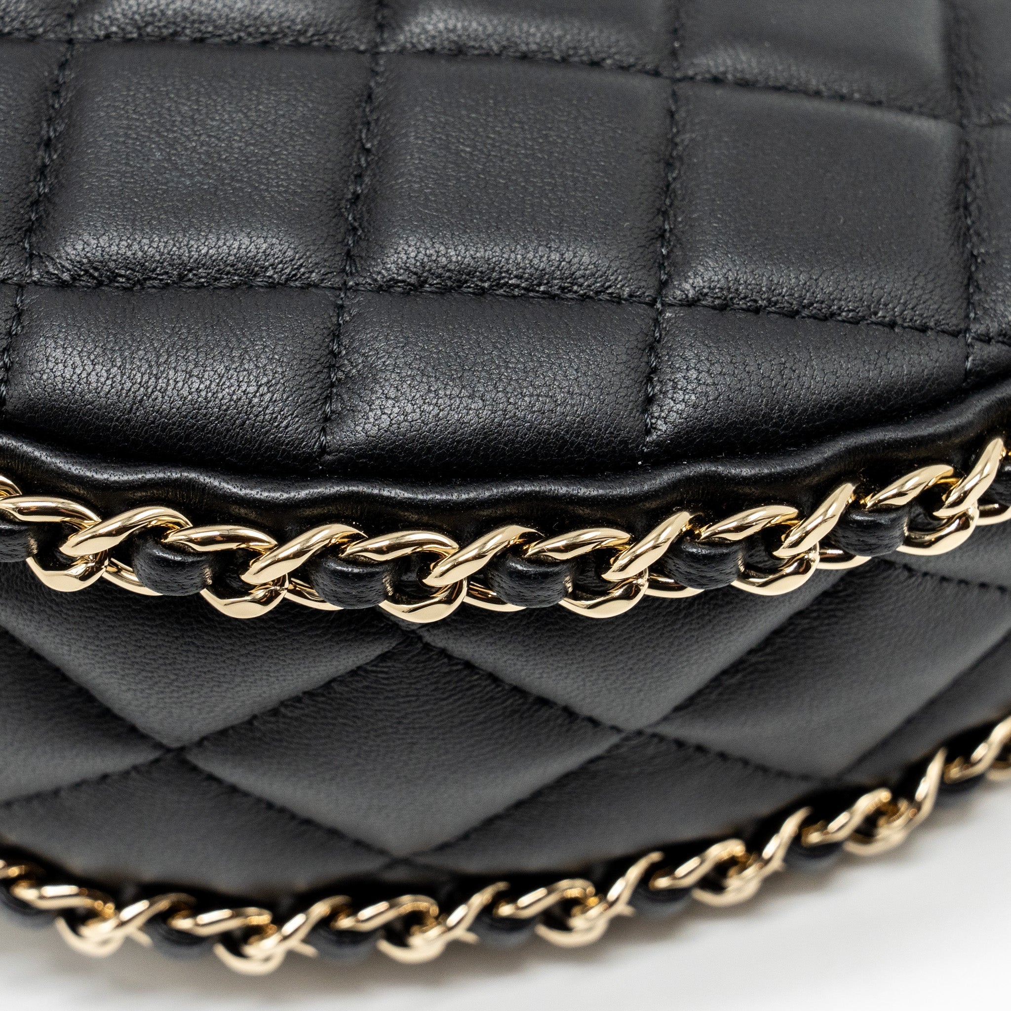 CHANEL SMALL MOON HOBO BAG LAMBSKIN BLACK LGHW (MICROCHIP)