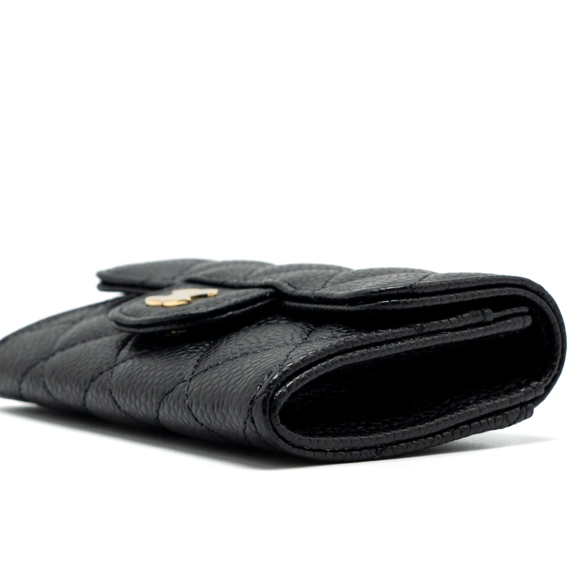 CHANEL CLASSIC FLAP CARD HOLDER CAVIAR BLACK GHW (MICROCHIP)