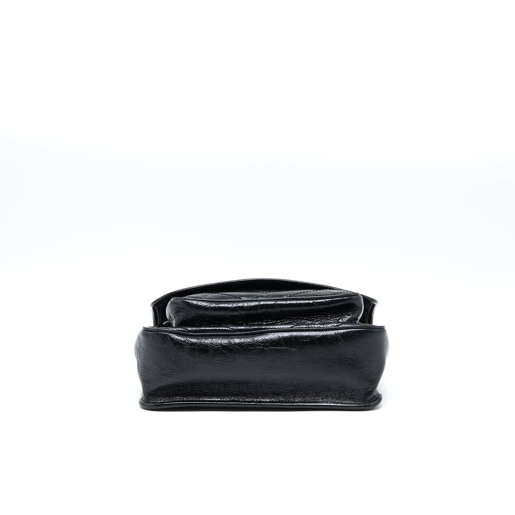 SAINT LAURENT MEDIUM NIKI CHAIN BAG AGED CALFSKIN BLACK RUTHENIUM HARDWARE