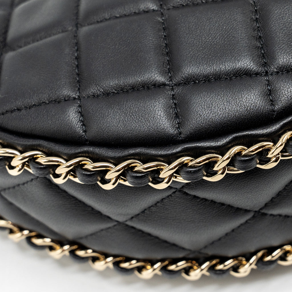CHANEL SMALL MOON HOBO BAG LAMBSKIN BLACK LGHW (MICROCHIP)