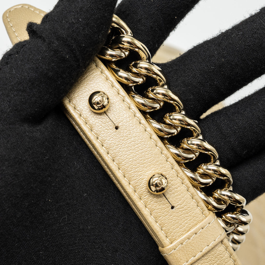CHANEL MEDIUM BOY BAG CAVIAR GOLD LGHW