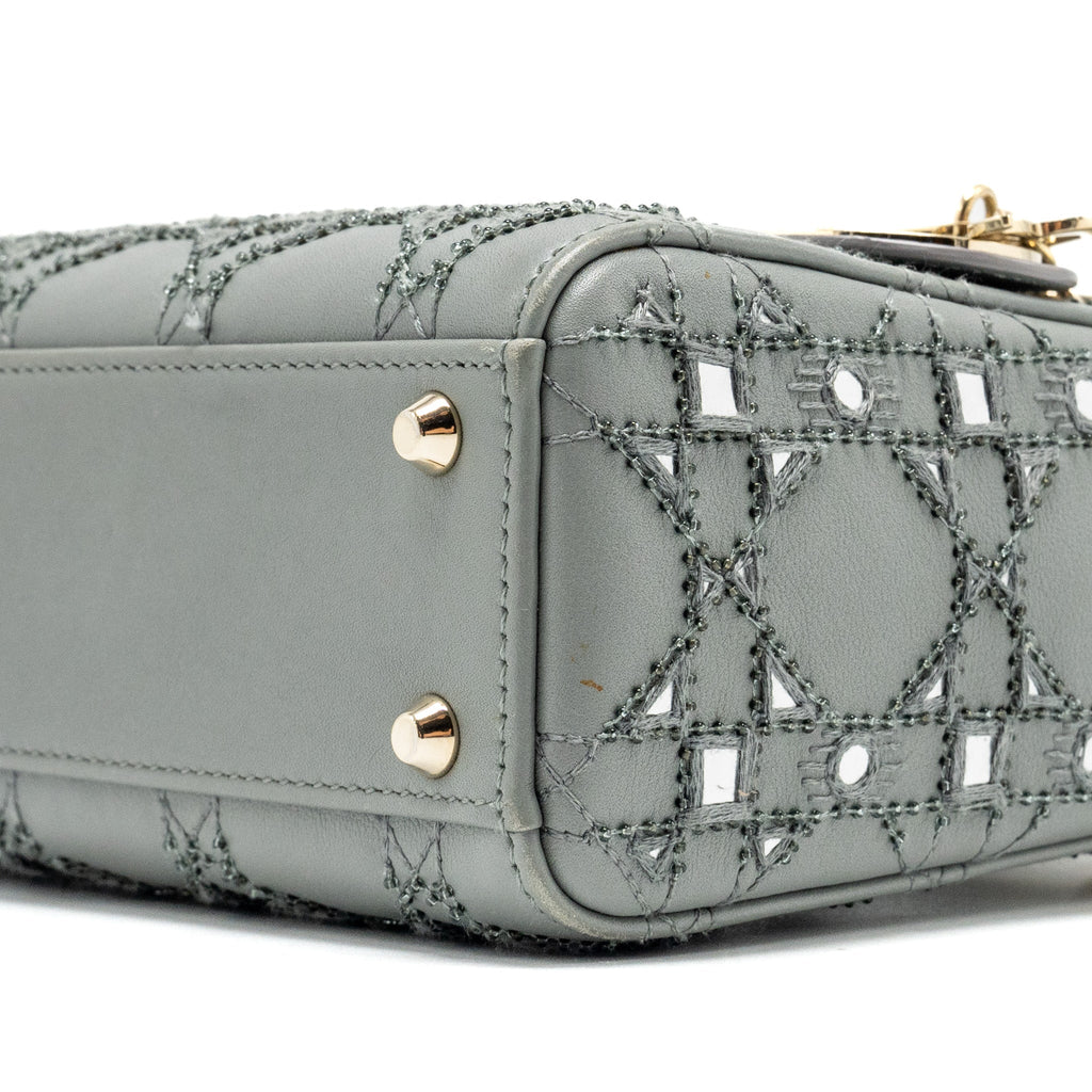 DIOR MINI LADY DIOR LIMITED EDITION LAMBSKIN GREY LGHW