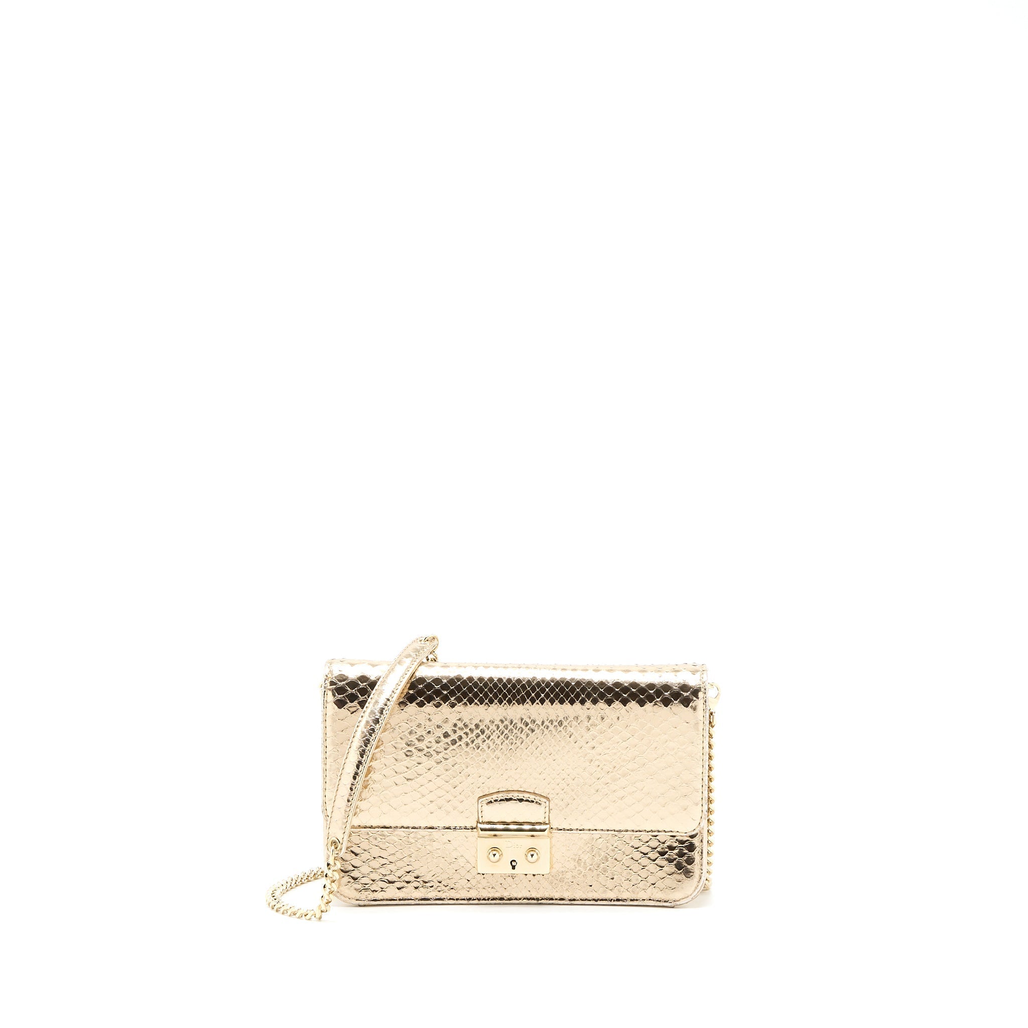 DIOR FLAP BAG WITH CHAIN PYTHON GOLD LGHW