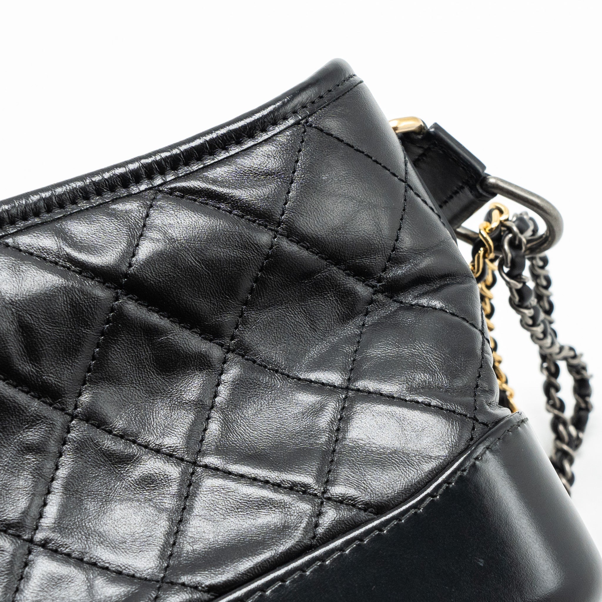 CHANEL SMALL GABRIELLE HOBO BAG AGED CALFSKIN BLACK MULTICOLOUR HARDWARE