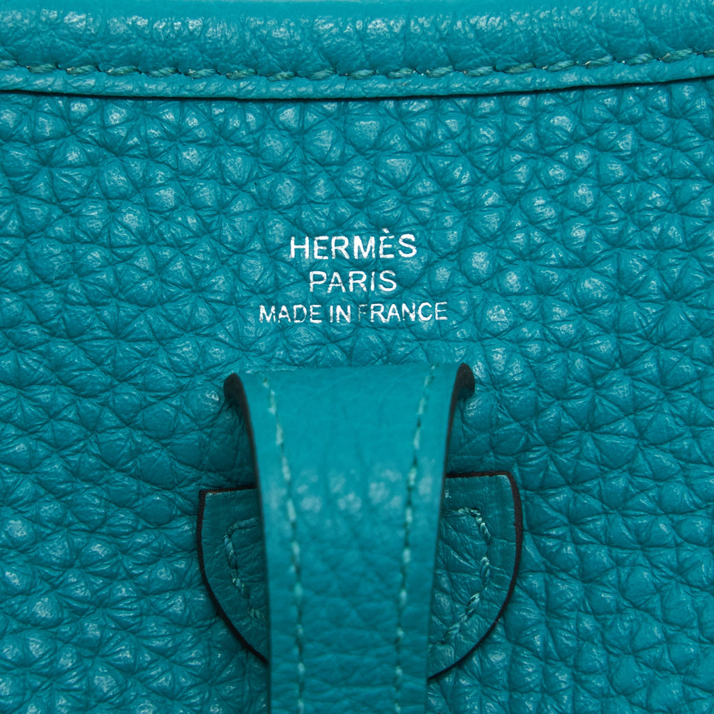 HERMES MINI EVELYNE BLEU PAON TAURILLON SHW
