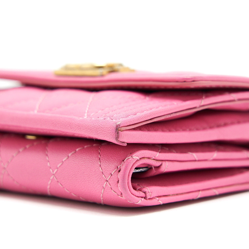 CHANEL BOY SMALL WALLET PINK BRUSHED LAMBSKIN GHW