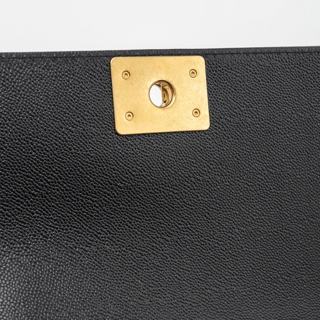 CHANEL MEDIUM BOY BAG LIMITED EDITION CAVIAR BLACK GHW (MICROCHIP)