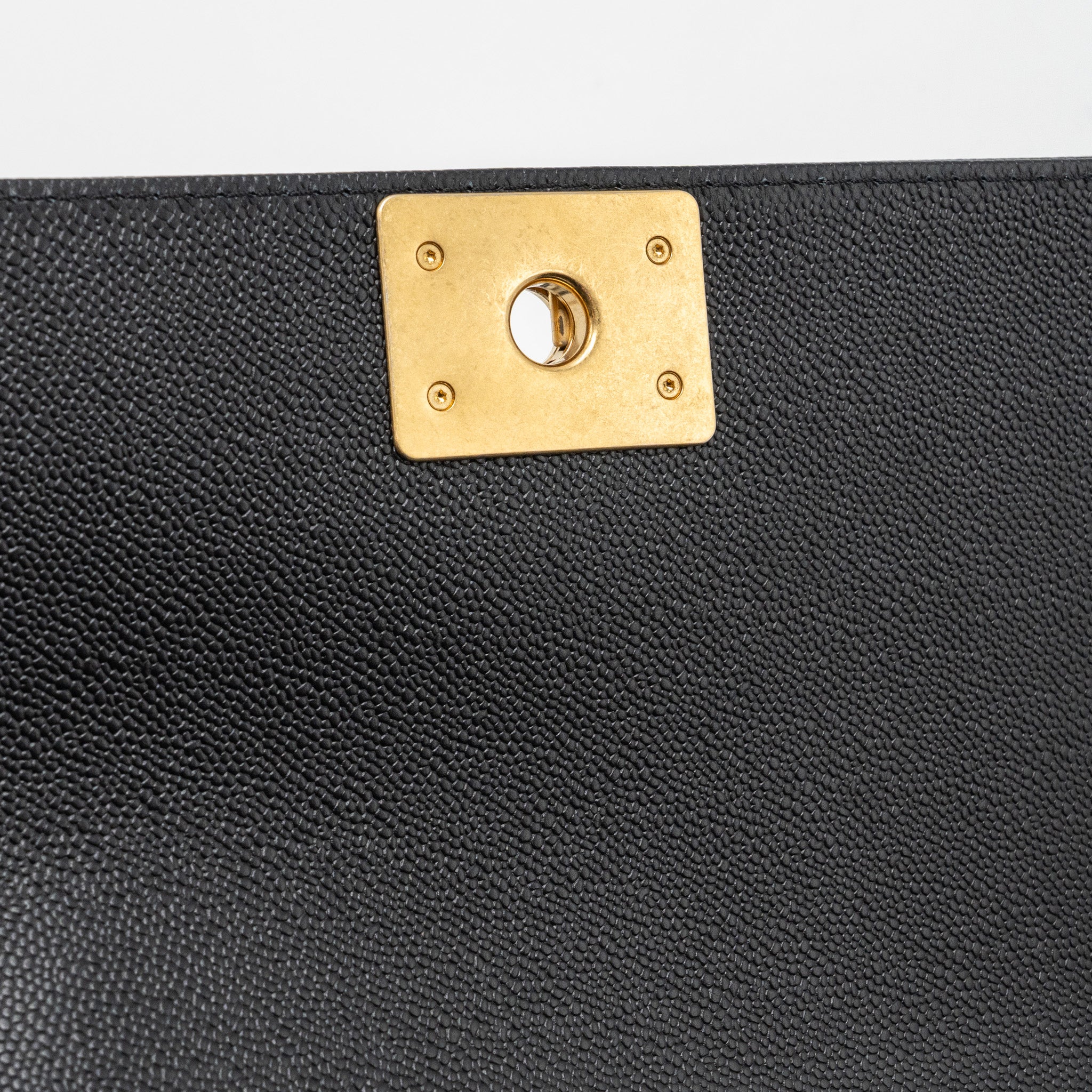 CHANEL MEDIUM BOY BAG LIMITED EDITION CAVIAR BLACK GHW (MICROCHIP)