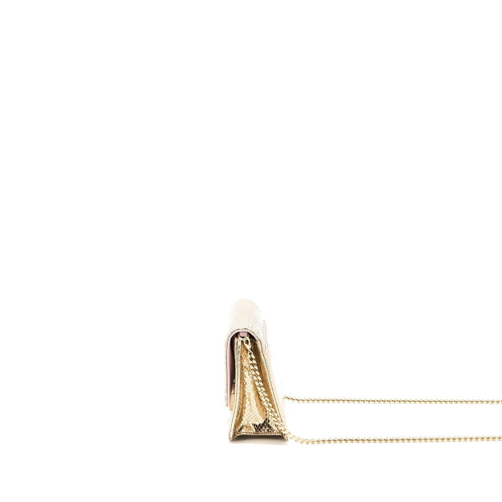 DIOR FLAP BAG WITH CHAIN PYTHON GOLD LGHW