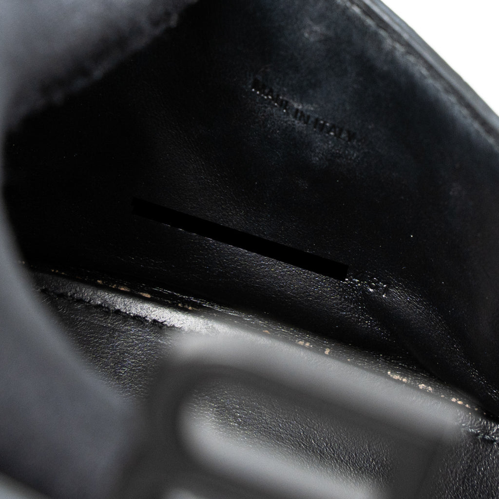 BALENCIAGA HOURGLASS XS CROC-EMBOSSED CALFSKIN SO BLACK