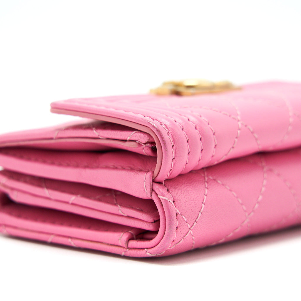 CHANEL BOY SMALL WALLET PINK BRUSHED LAMBSKIN GHW