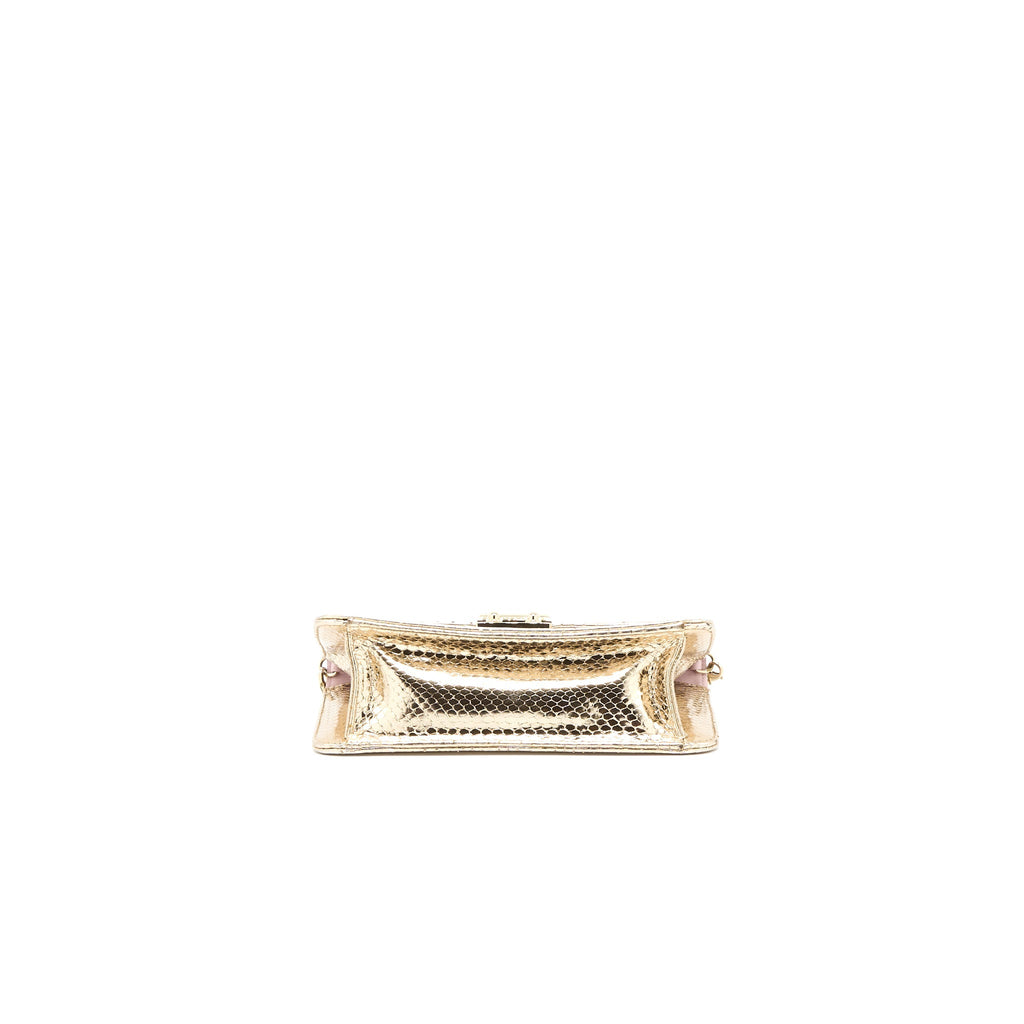 DIOR FLAP BAG WITH CHAIN PYTHON GOLD LGHW