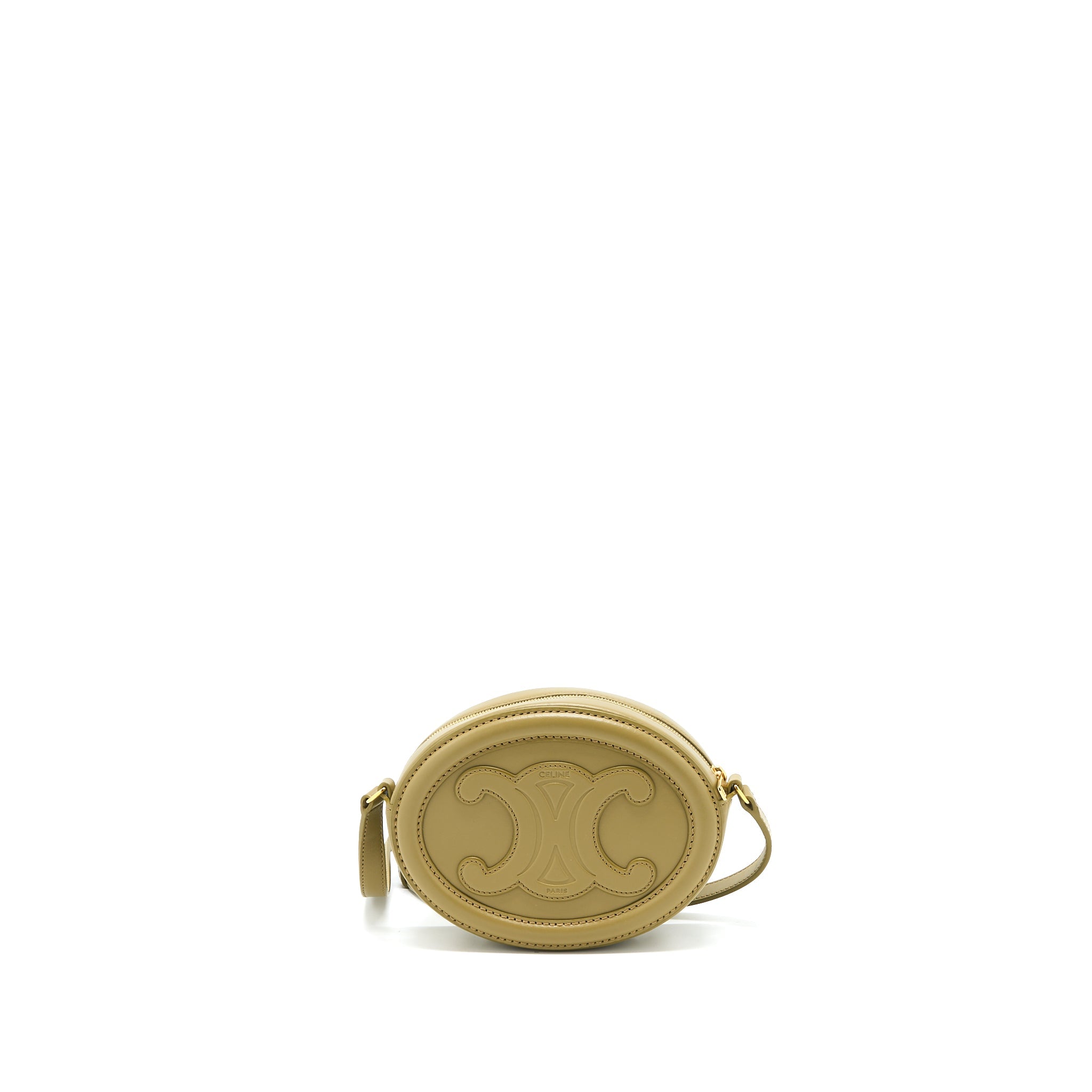 CELINE CROSSBODY OVAL PURSE CALFSKIN OLIVE GHW