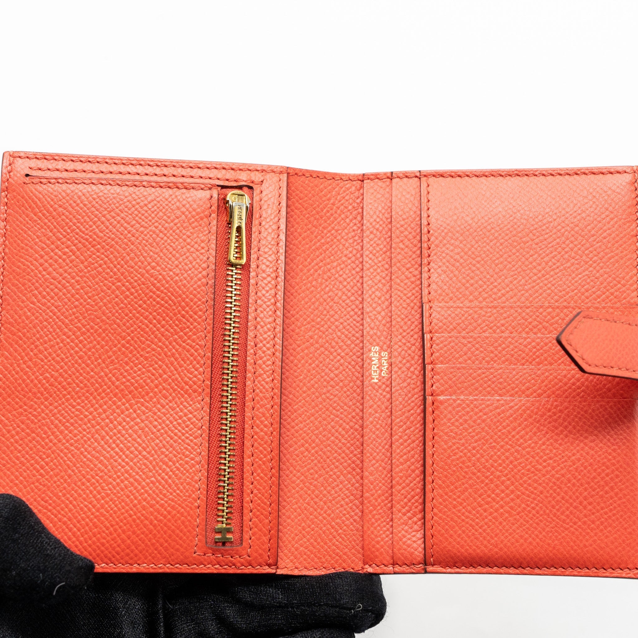 HERMES BEARN COMPACT WALLET EPSOM ROSE JAIPUR GHW