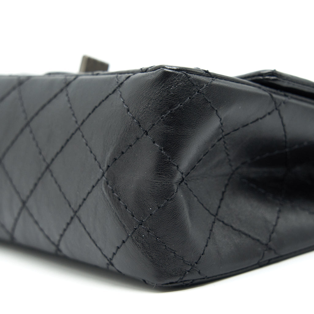 CHANEL MINI 2.55 REISSUE FLAP BAG BLACK WITH RUTHENIUM HARDWARE